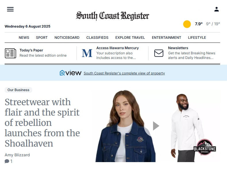 Blackstone Apparel in the News: Launching Rebellious Streetwear from the Shoalhaven