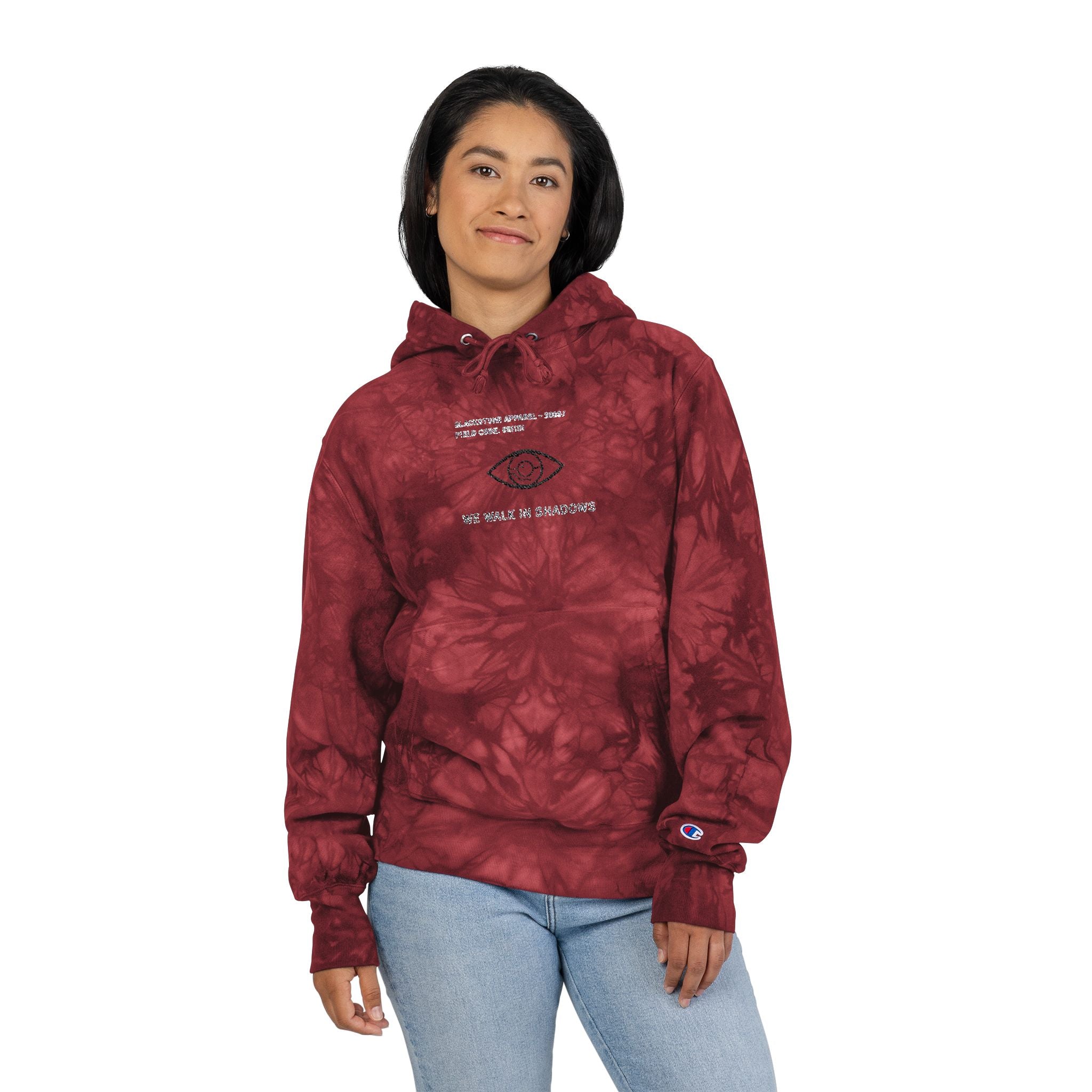 Blackstone x Champion - Tie-Dye Hoodie 'We Walk in Shadows' Embroidered Sweatshirt