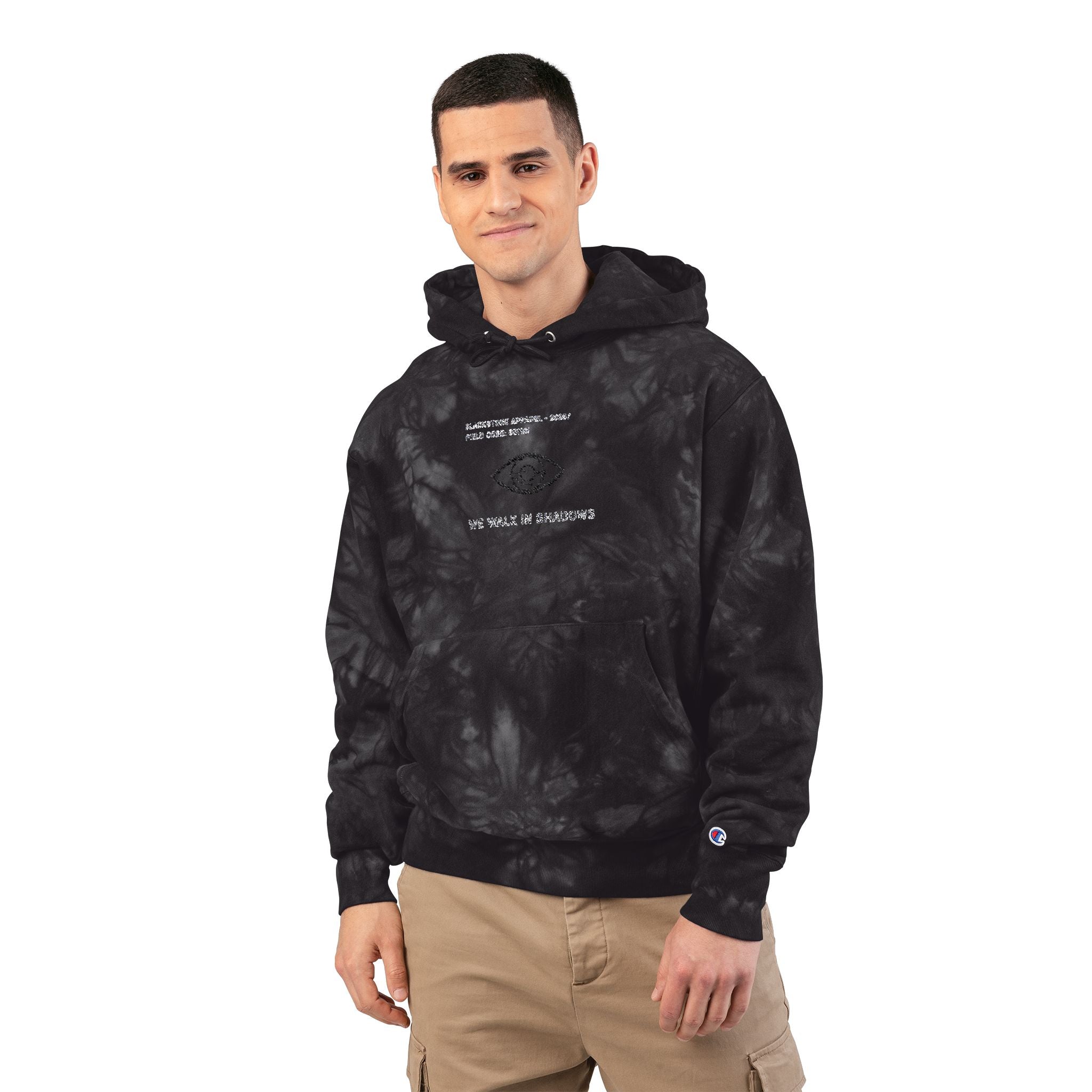 Blackstone x Champion - Tie-Dye Hoodie 'We Walk in Shadows' Embroidered Sweatshirt