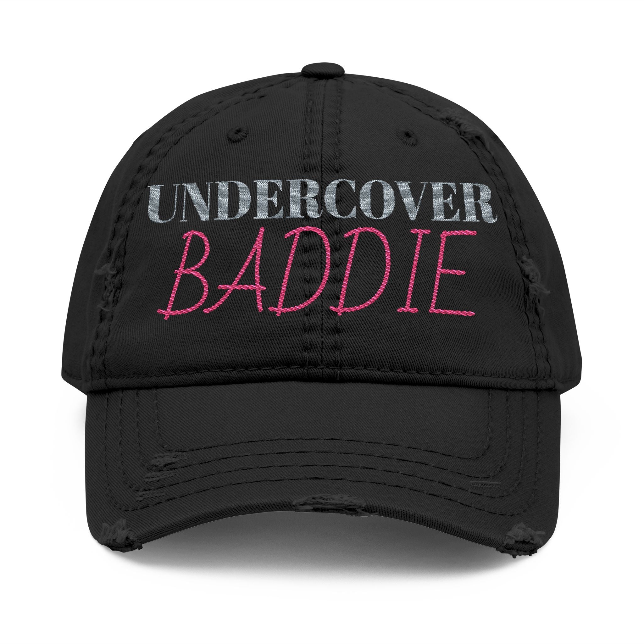 Distressed Dad Hat with 'Undercover Baddie' Embroidery