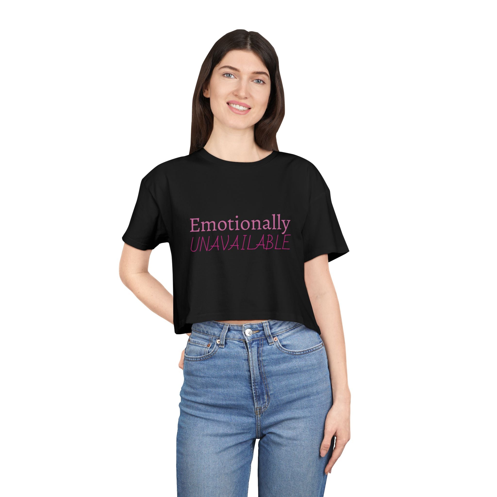 Stylish Emoji Crop Tee, Emotional Availability Shirt, Trendy Women's Top, Casual Crop Tee, Fun Summer Shirt, Gift for Friends