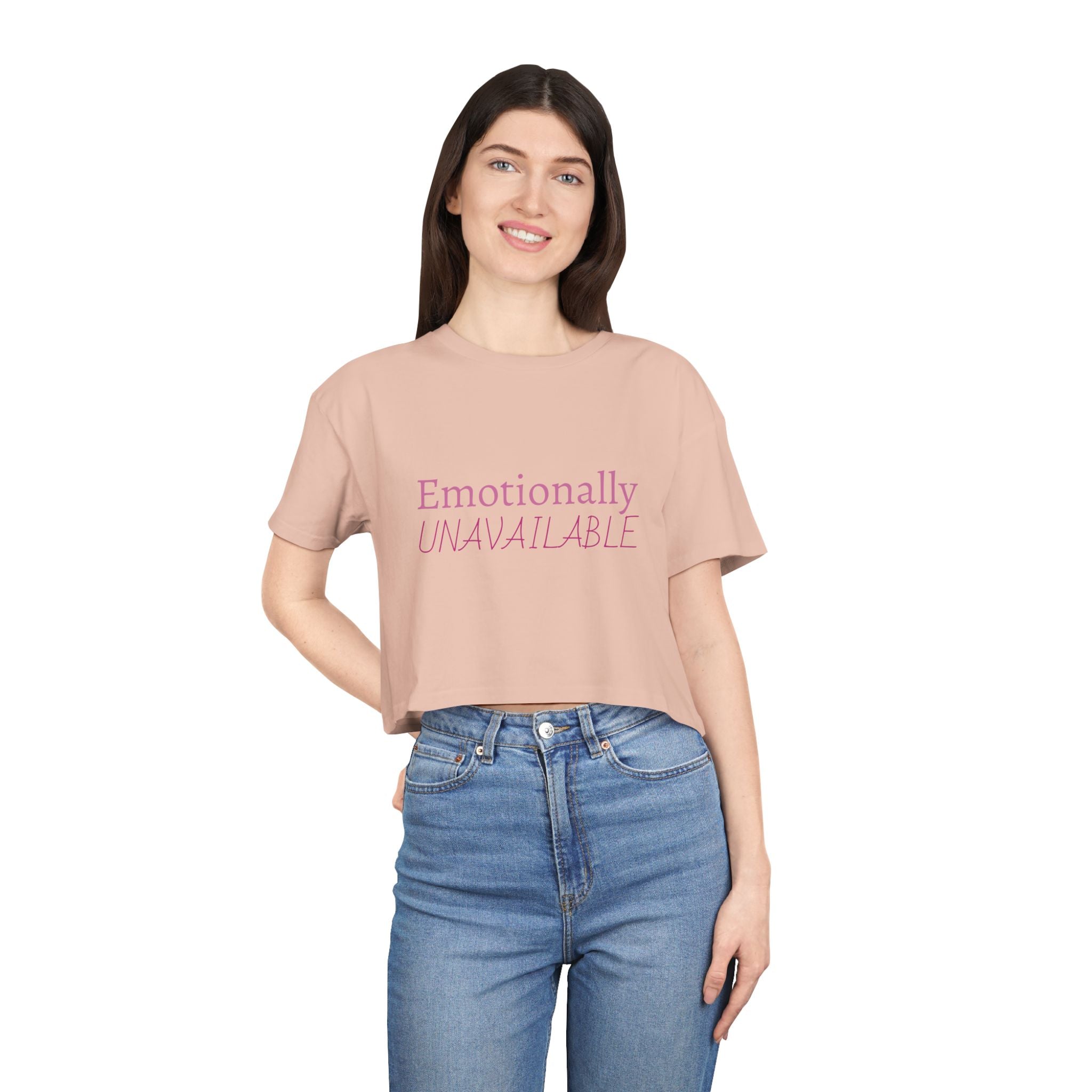 Stylish Emoji Crop Tee, Emotional Availability Shirt, Trendy Women's Top, Casual Crop Tee, Fun Summer Shirt, Gift for Friends