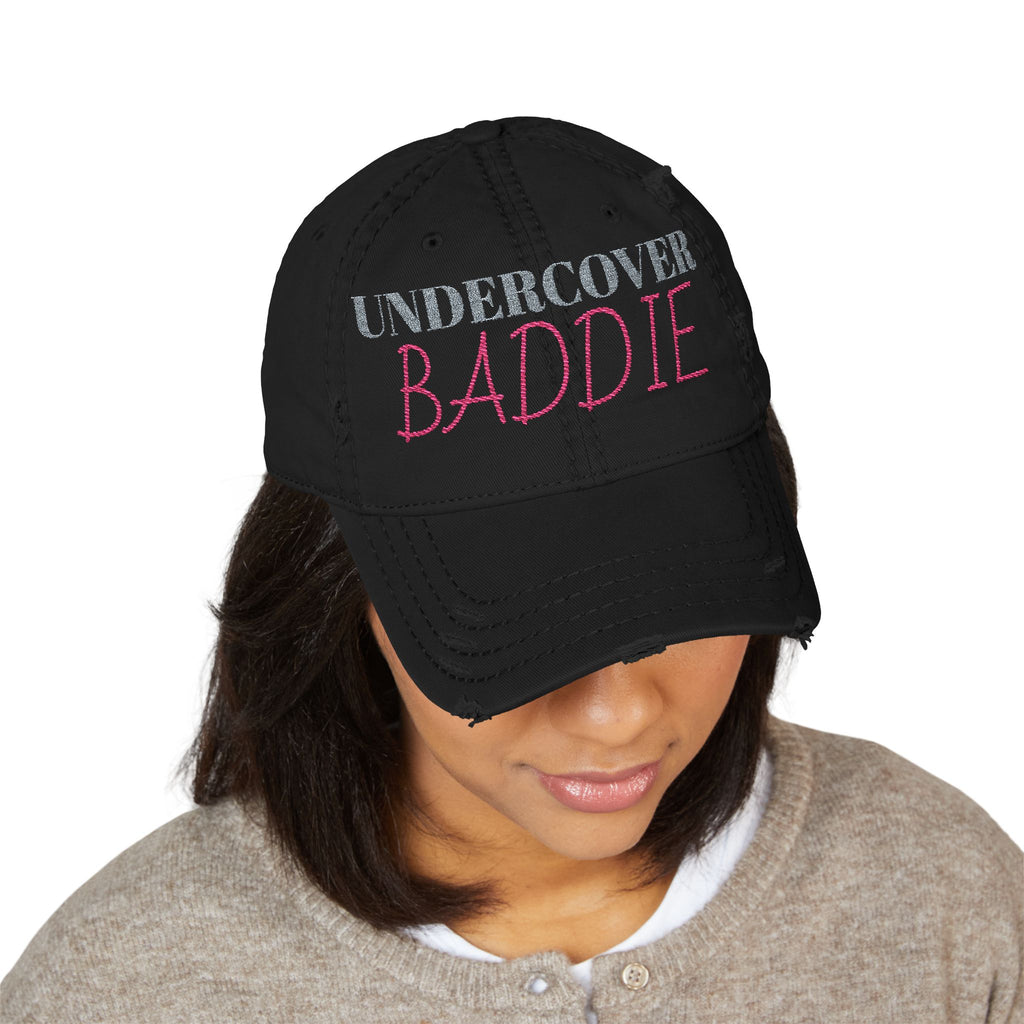 Distressed Dad Hat with 'Undercover Baddie' Embroidery