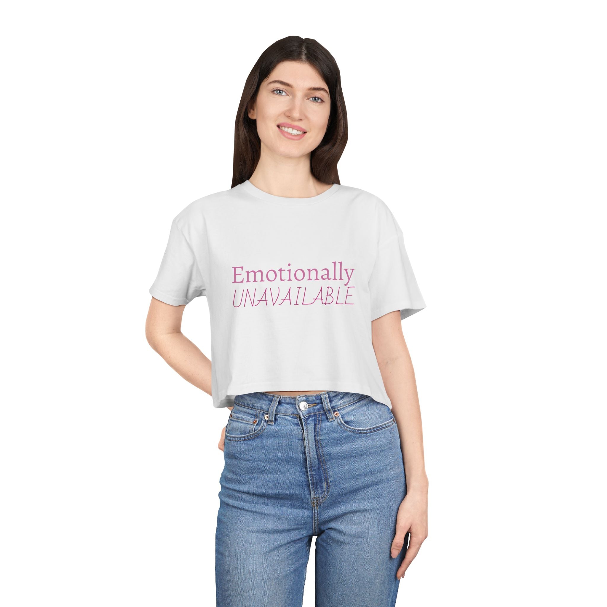 Stylish Emoji Crop Tee, Emotional Availability Shirt, Trendy Women's Top, Casual Crop Tee, Fun Summer Shirt, Gift for Friends