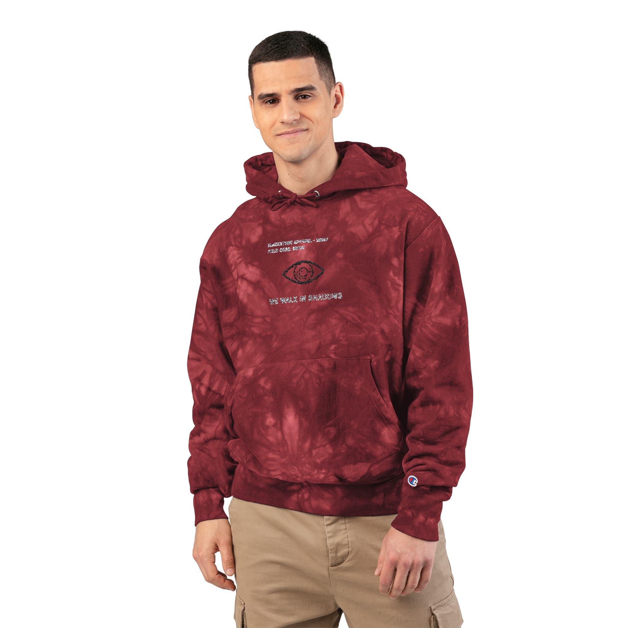 Blackstone x Champion - Tie-Dye Hoodie 'We Walk in Shadows' Embroidered Sweatshirt