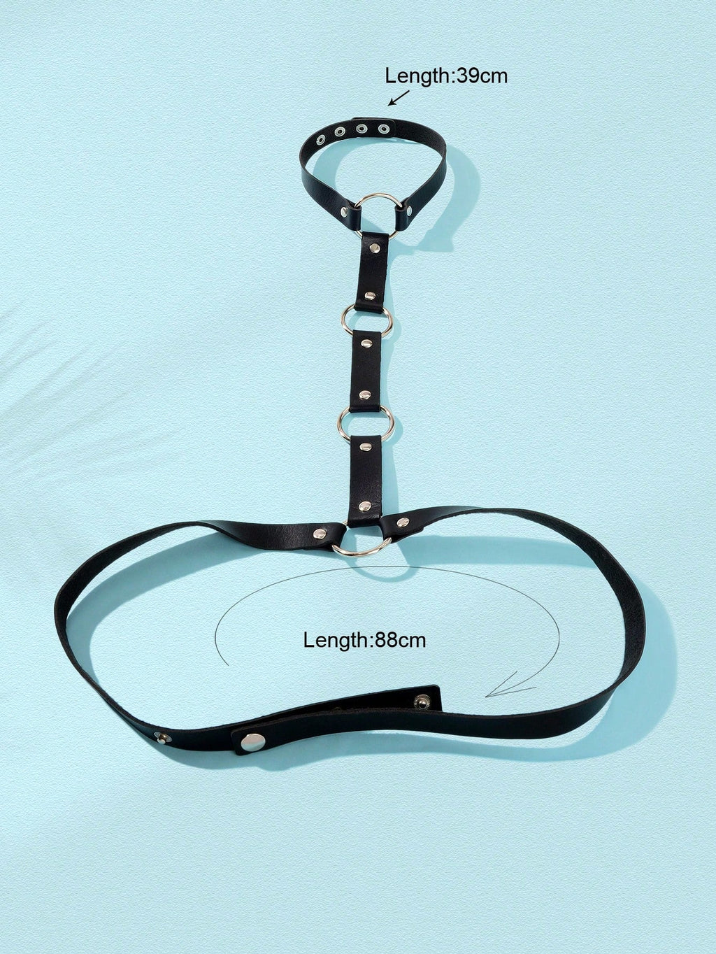 Black Leather Body Harness - Adjustable Punk Waist Chain for Rave & Nightclub | Body Jewelry-1