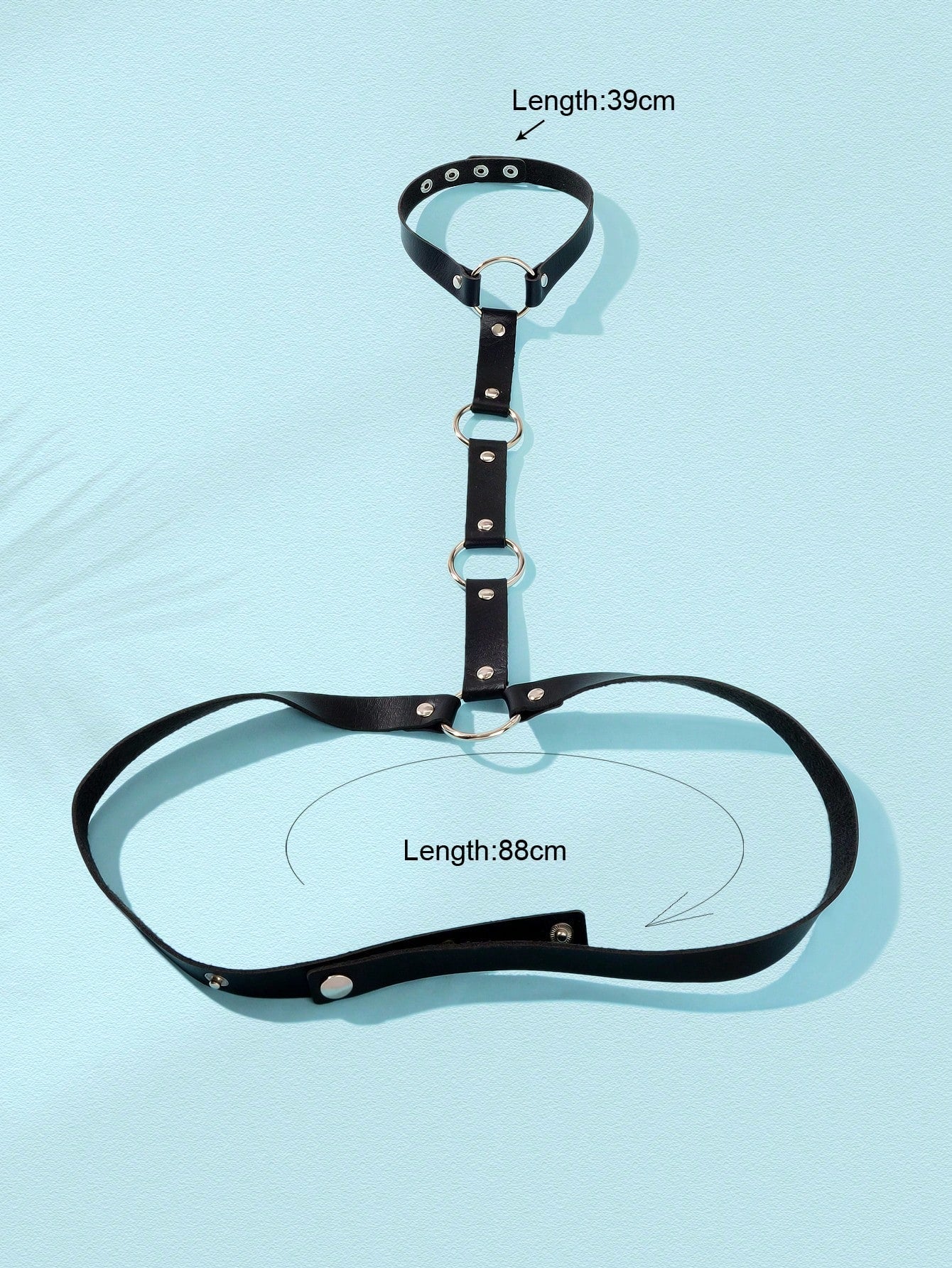 Black Leather Body Harness - Adjustable Punk Waist Chain for Rave & Nightclub | Body Jewelry-1