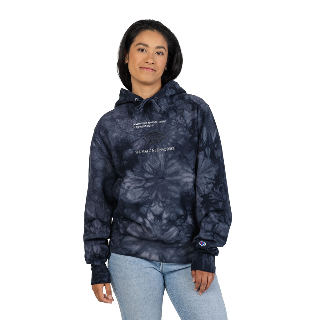Blackstone x Champion - Tie-Dye Hoodie 'We Walk in Shadows' Embroidered Sweatshirt
