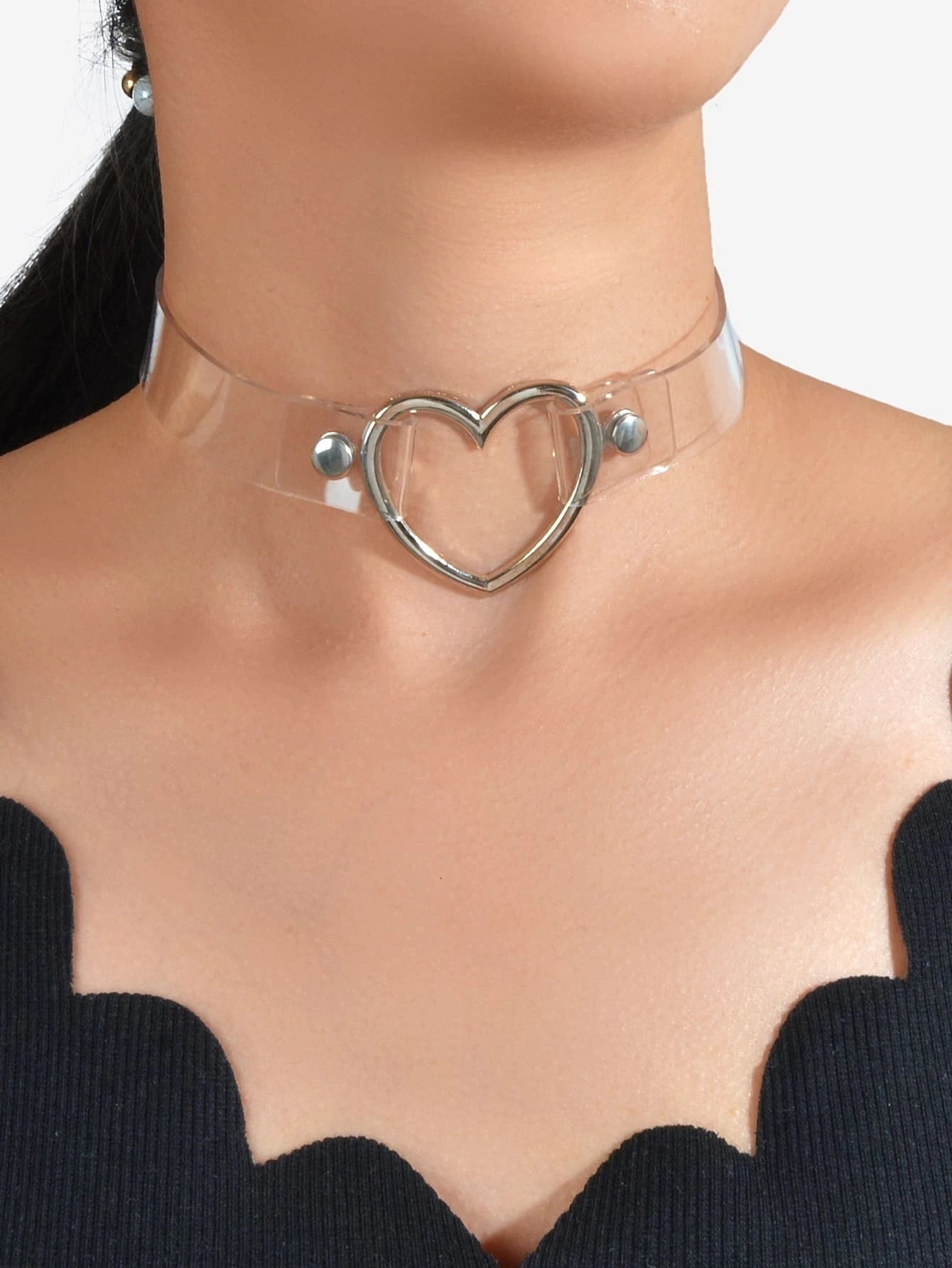 Gothic Heart Choker Necklace - Adjustable Rhinestone Punk Jewelry for Women | Black Leather Alternative Fashion Accessory-7