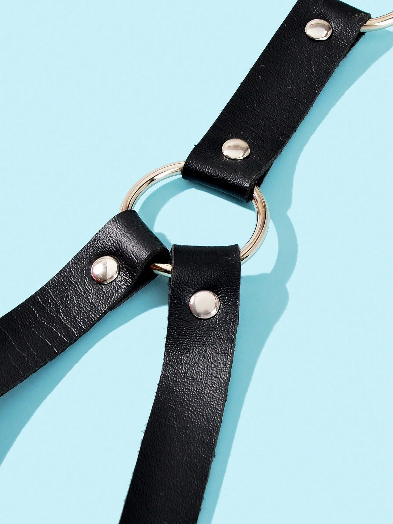 Black Leather Body Harness - Adjustable Punk Waist Chain for Rave & Nightclub | Body Jewelry-2