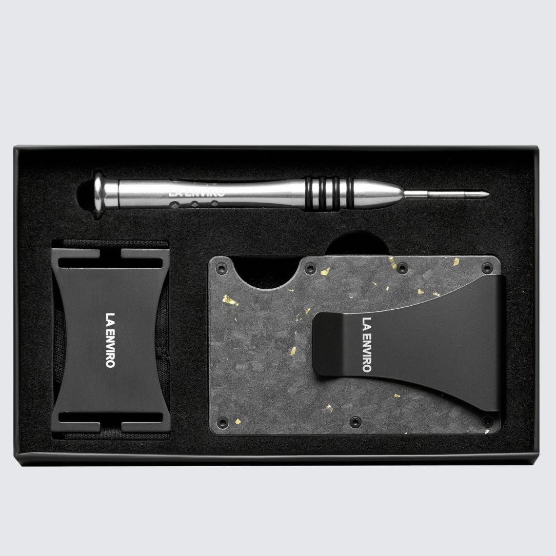 LORNE Forged Carbon Wallet I Matte Gold-0
