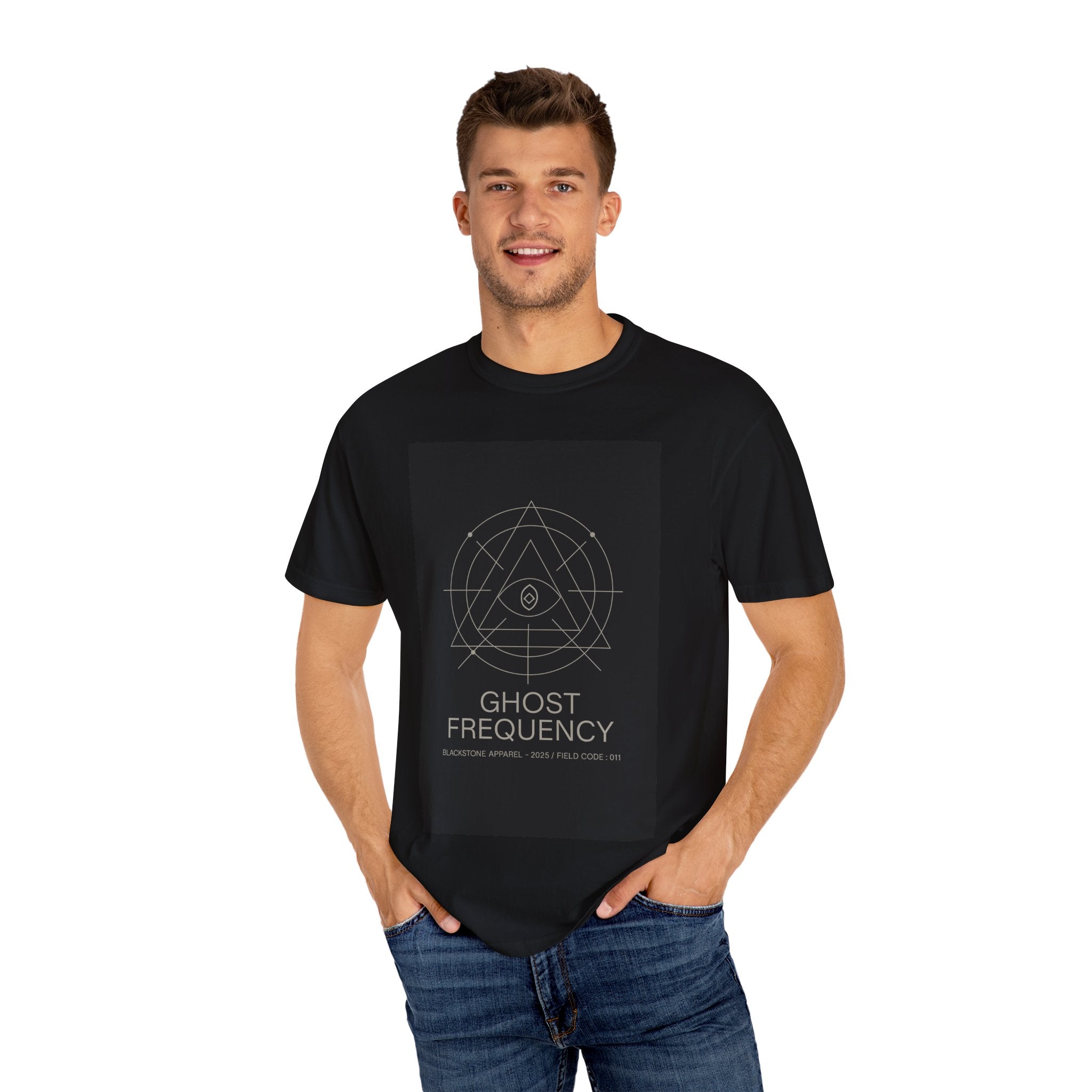 Ghost Frequency Unisex Garment-Dyed T-shirt, Halloween Shirt, Spooky Graphic Tee, Paranormal Clothing, Haunted Apparel