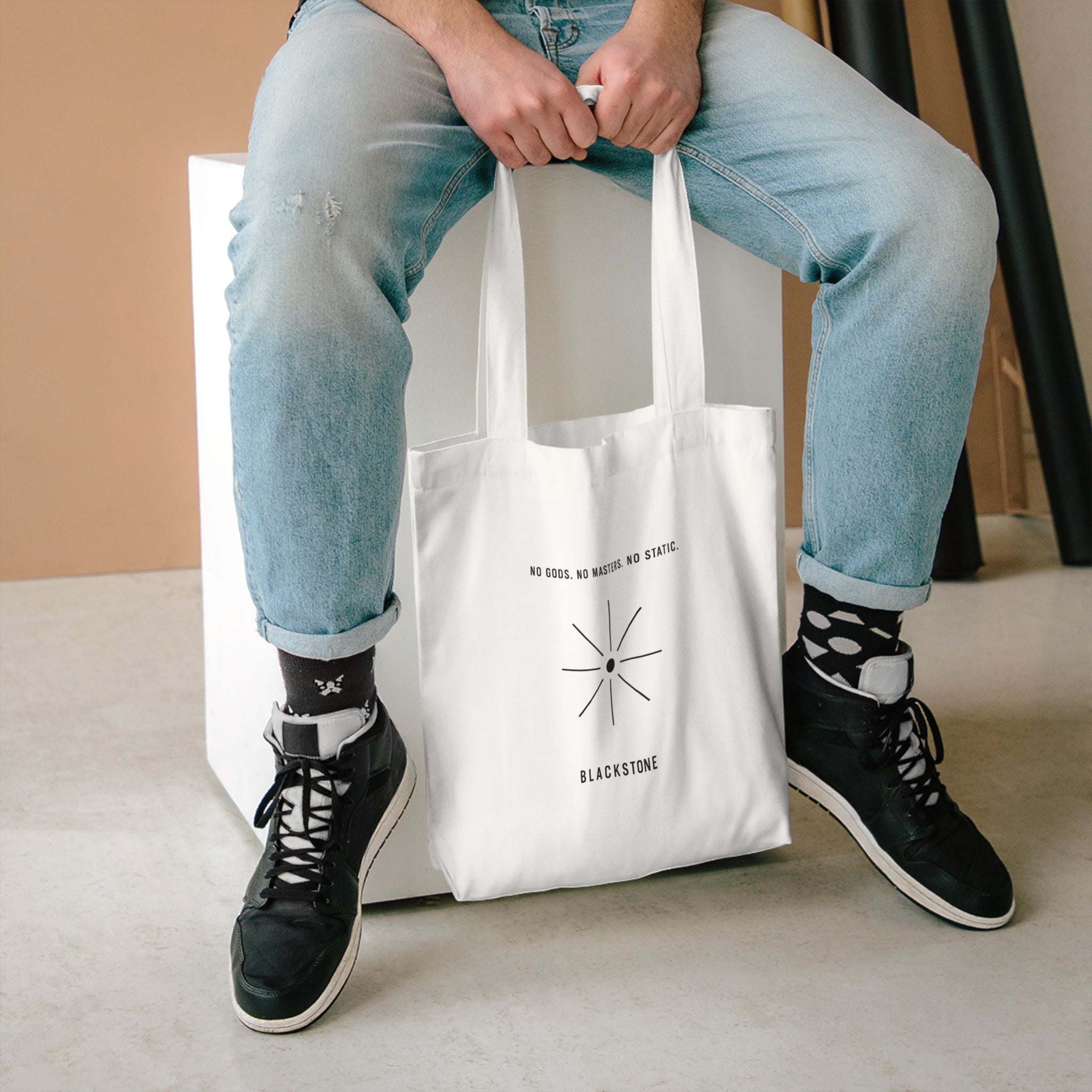 Blackstone's White Cotton Tote Bag - Inspirational Eco-Friendly Carryall, Perfect for Everyday Use, Shopping, Gift Giving, Outdoor Adventures