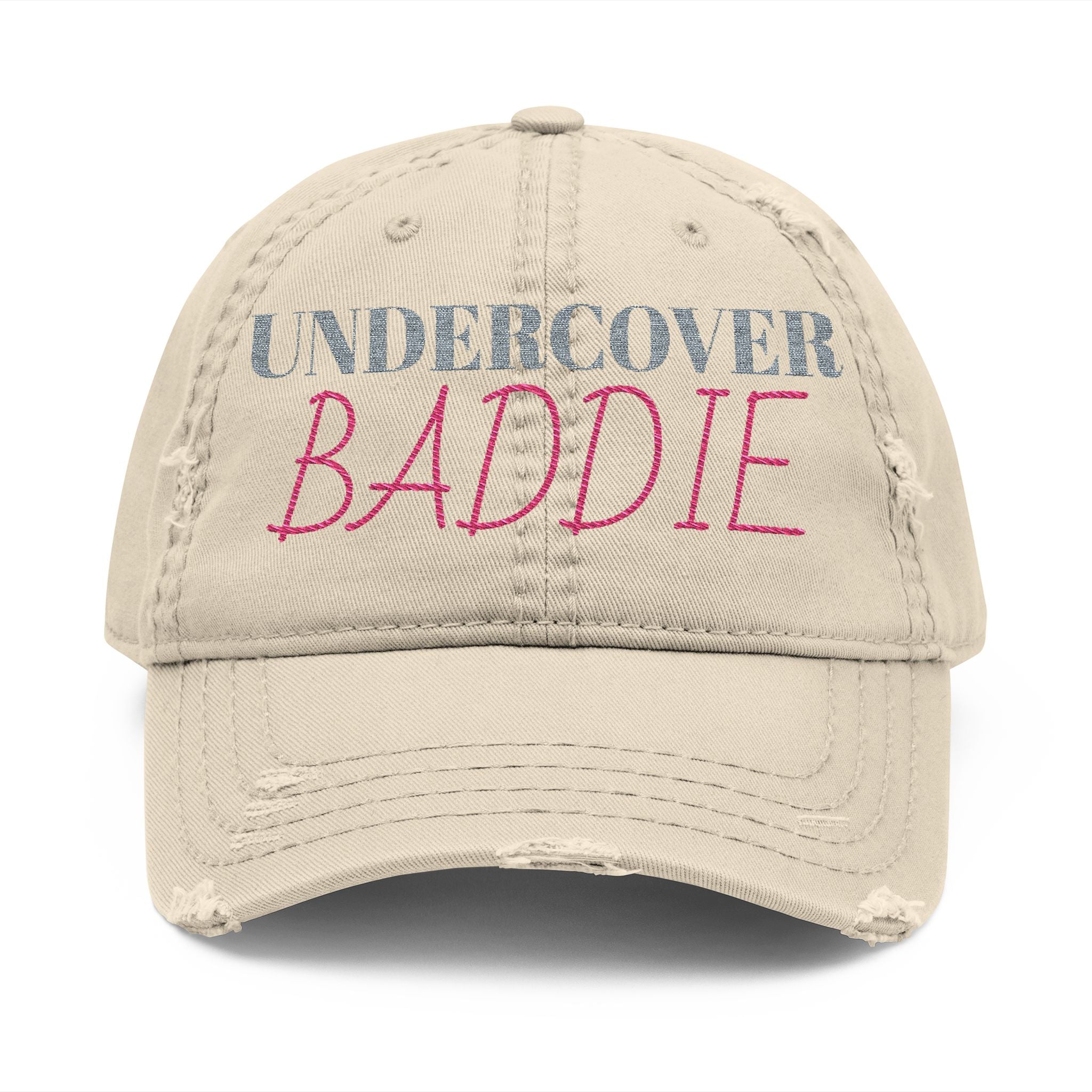 Distressed Dad Hat with 'Undercover Baddie' Embroidery