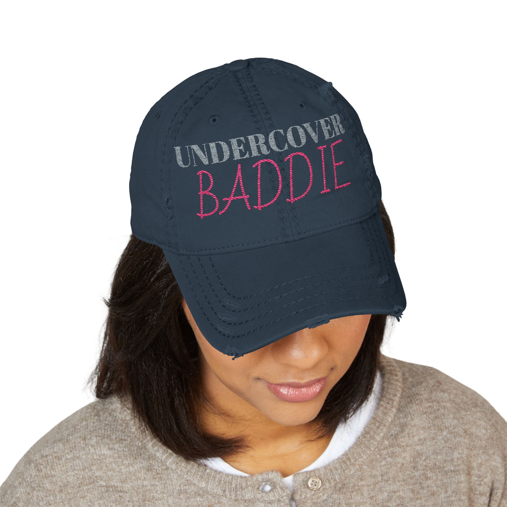 Distressed Dad Hat with 'Undercover Baddie' Embroidery