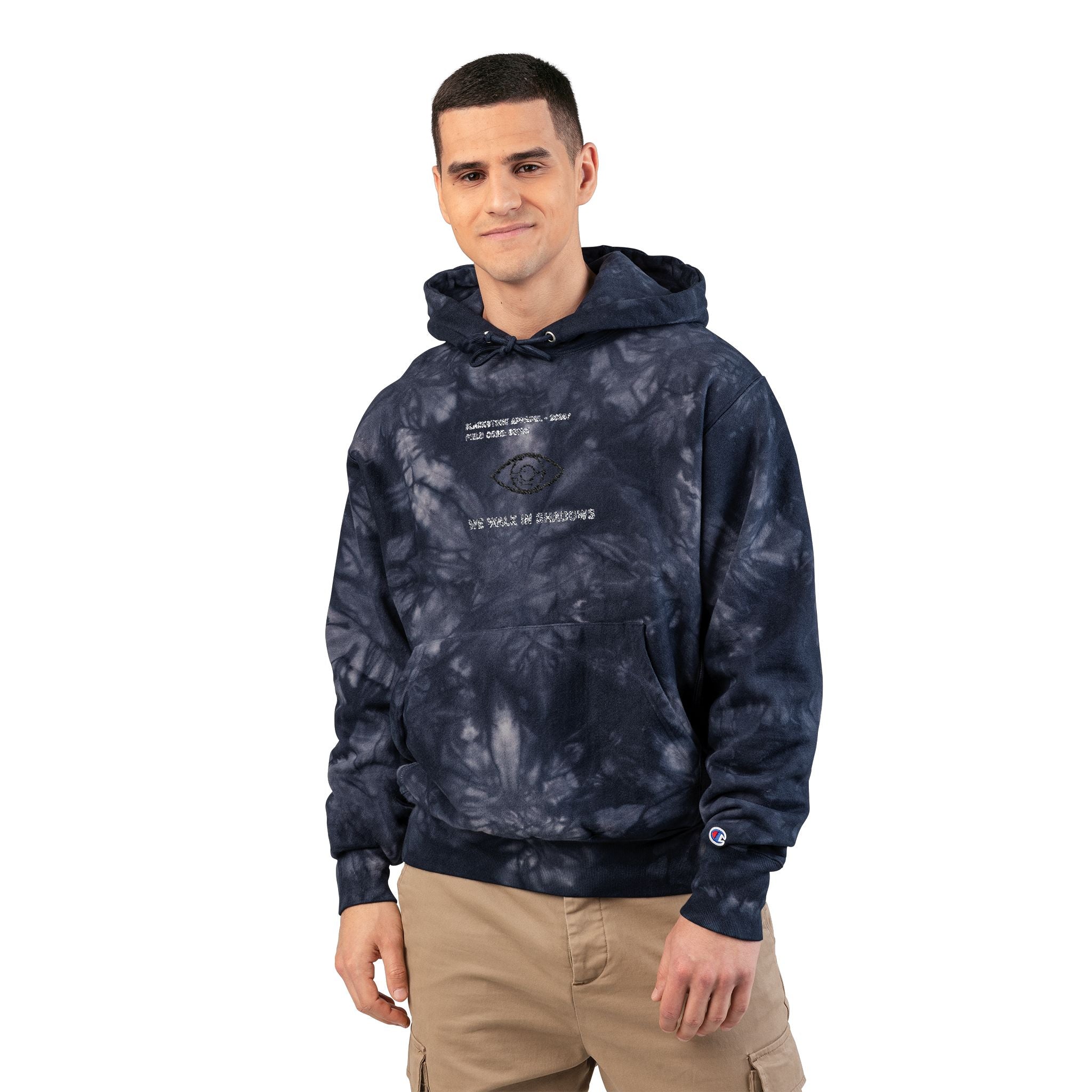 Blackstone x Champion - Tie-Dye Hoodie 'We Walk in Shadows' Embroidered Sweatshirt