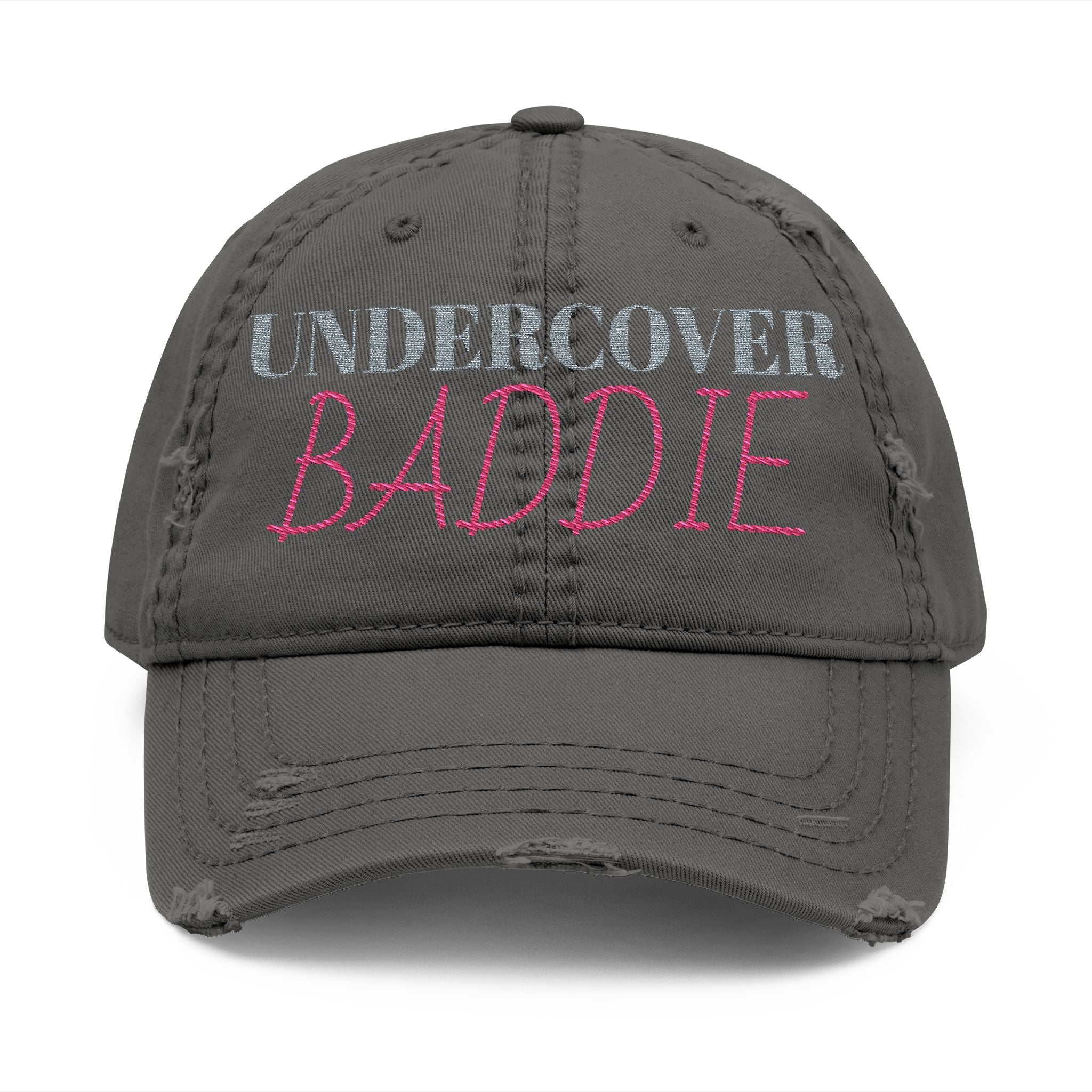Distressed Dad Hat with 'Undercover Baddie' Embroidery