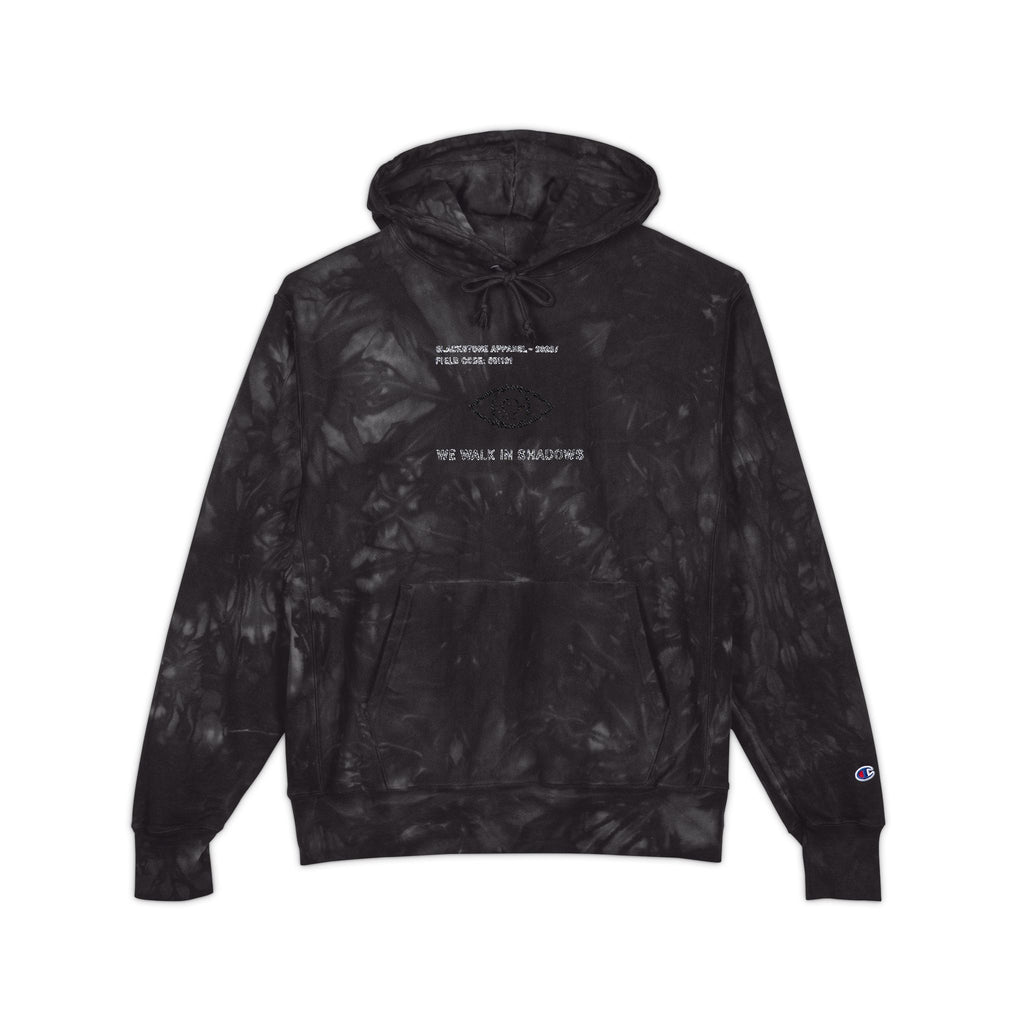 Blackstone x Champion - Tie-Dye Hoodie 'We Walk in Shadows' Embroidered Sweatshirt