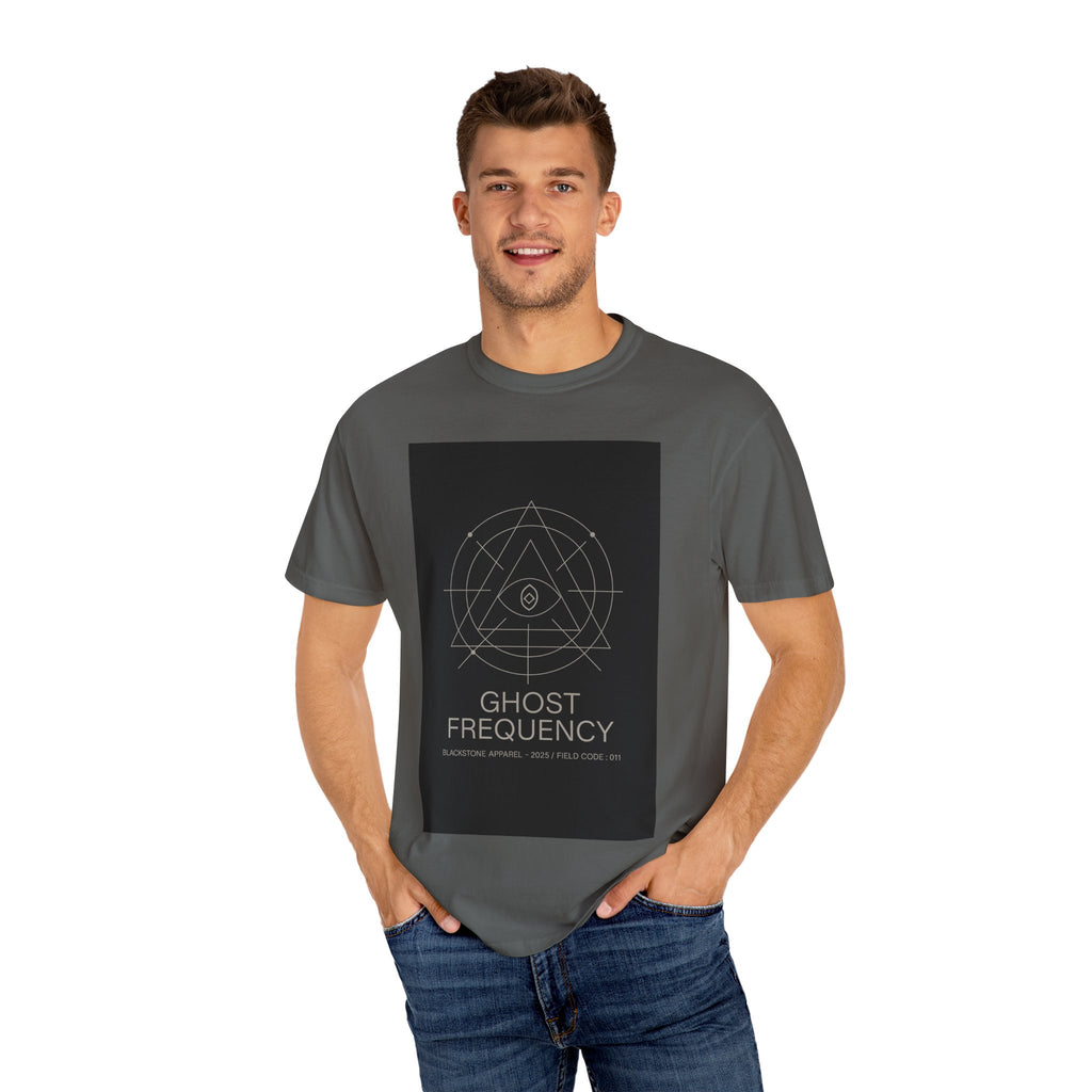 Ghost Frequency Unisex Garment-Dyed T-shirt, Halloween Shirt, Spooky Graphic Tee, Paranormal Clothing, Haunted Apparel
