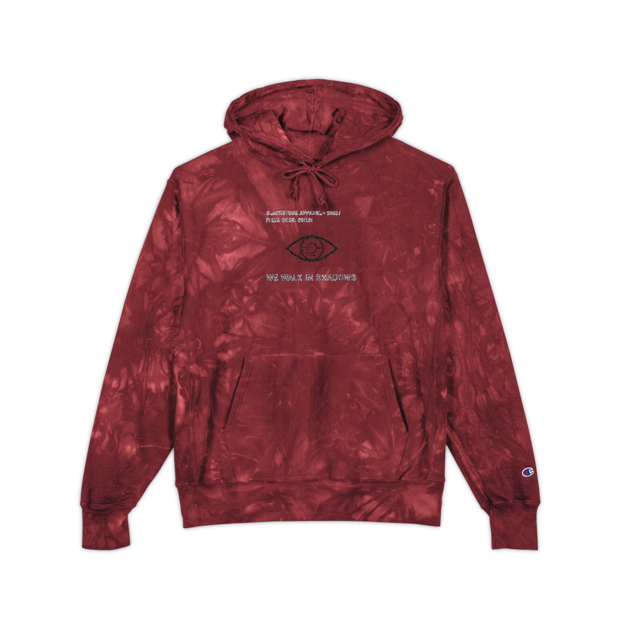 Blackstone x Champion - Tie-Dye Hoodie 'We Walk in Shadows' Embroidered Sweatshirt