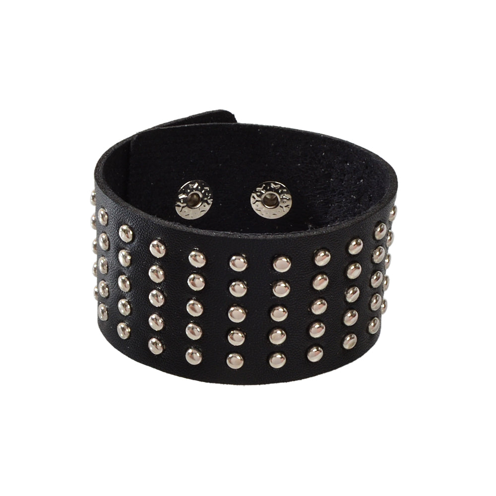 Punk Rock Silver Spike Leather Wide Wrap Bracelet Women Teens Hiphop Jewellery-4
