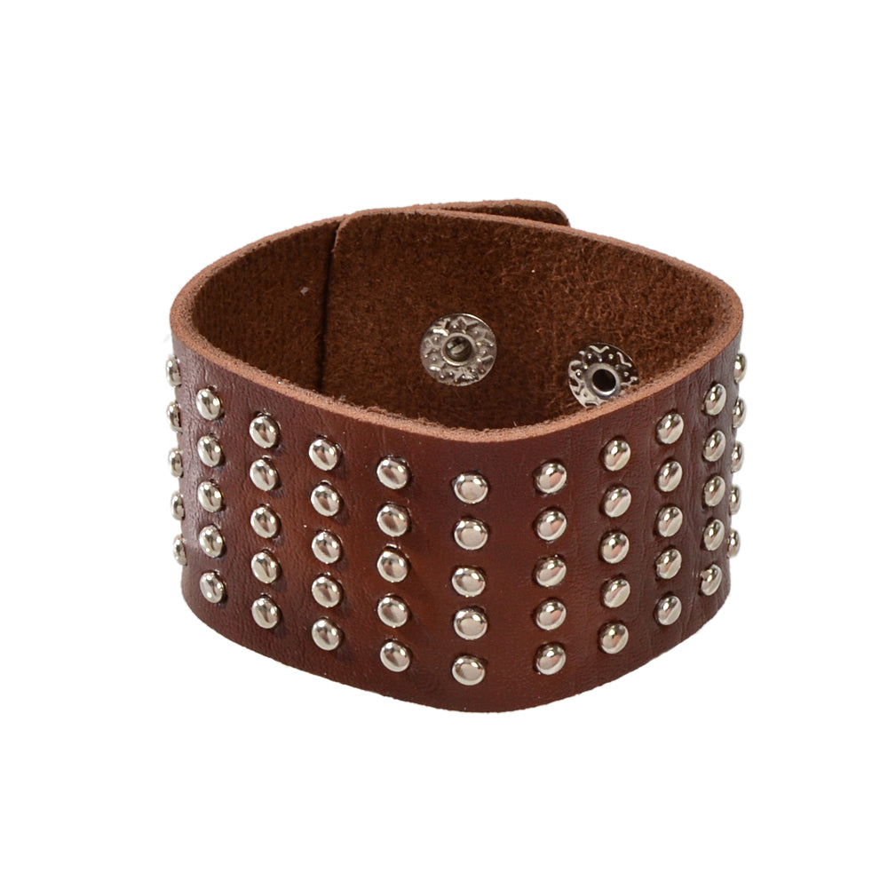 Punk Rock Silver Spike Leather Wide Wrap Bracelet Women Teens Hiphop Jewellery-5