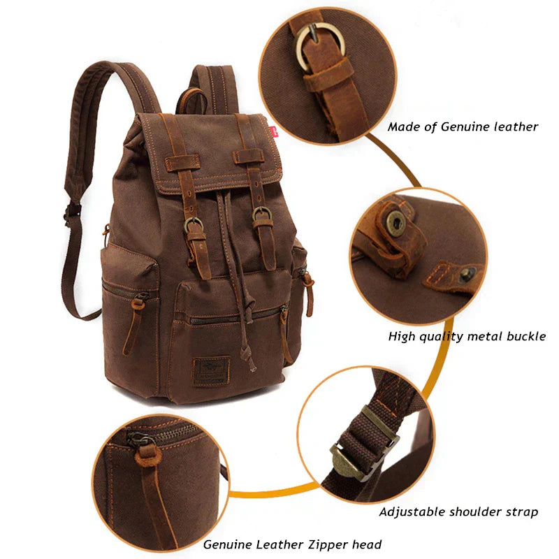 Men's Vintage Canvas Backpack-2