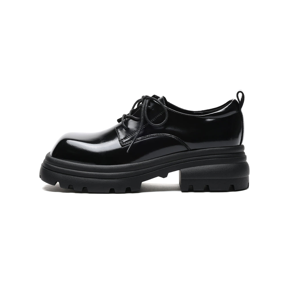 British Thick-Sole Derby Leather Lace Ups-0
