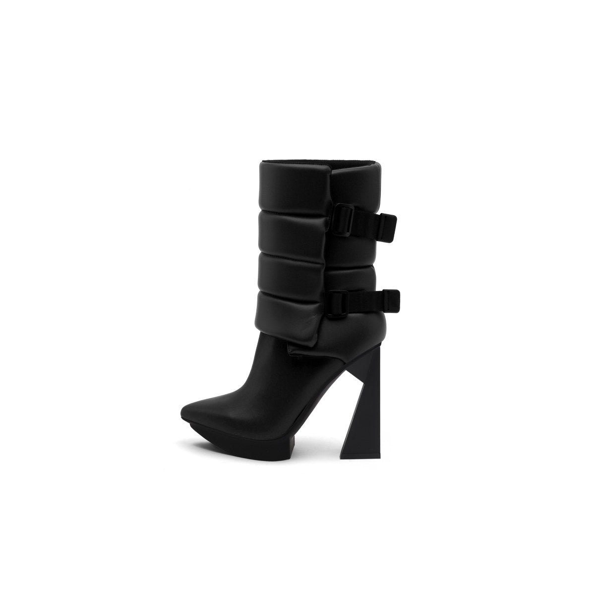Puffy Leather Platform Boots-0