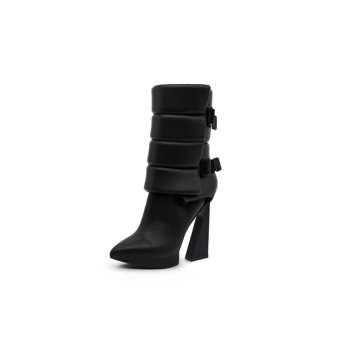 Puffy Leather Platform Boots-1