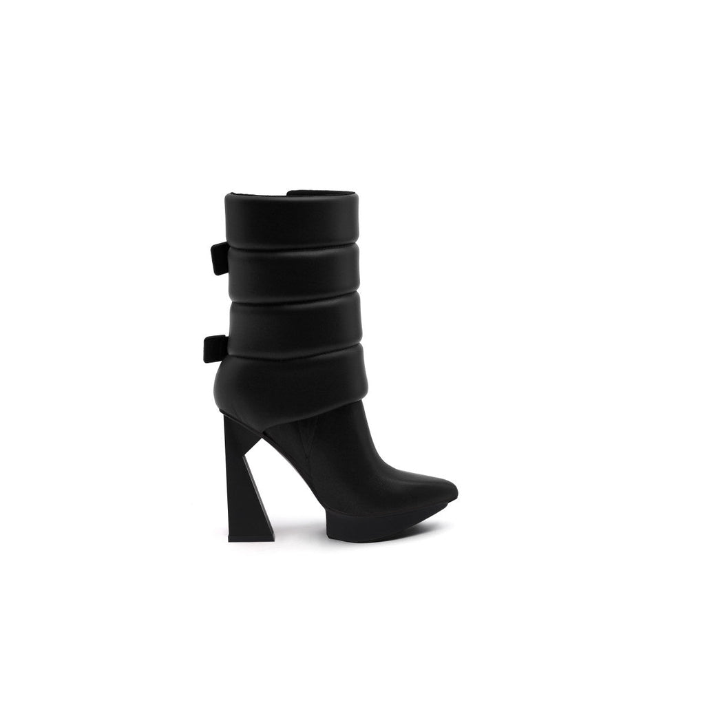 Puffy Leather Platform Boots-2