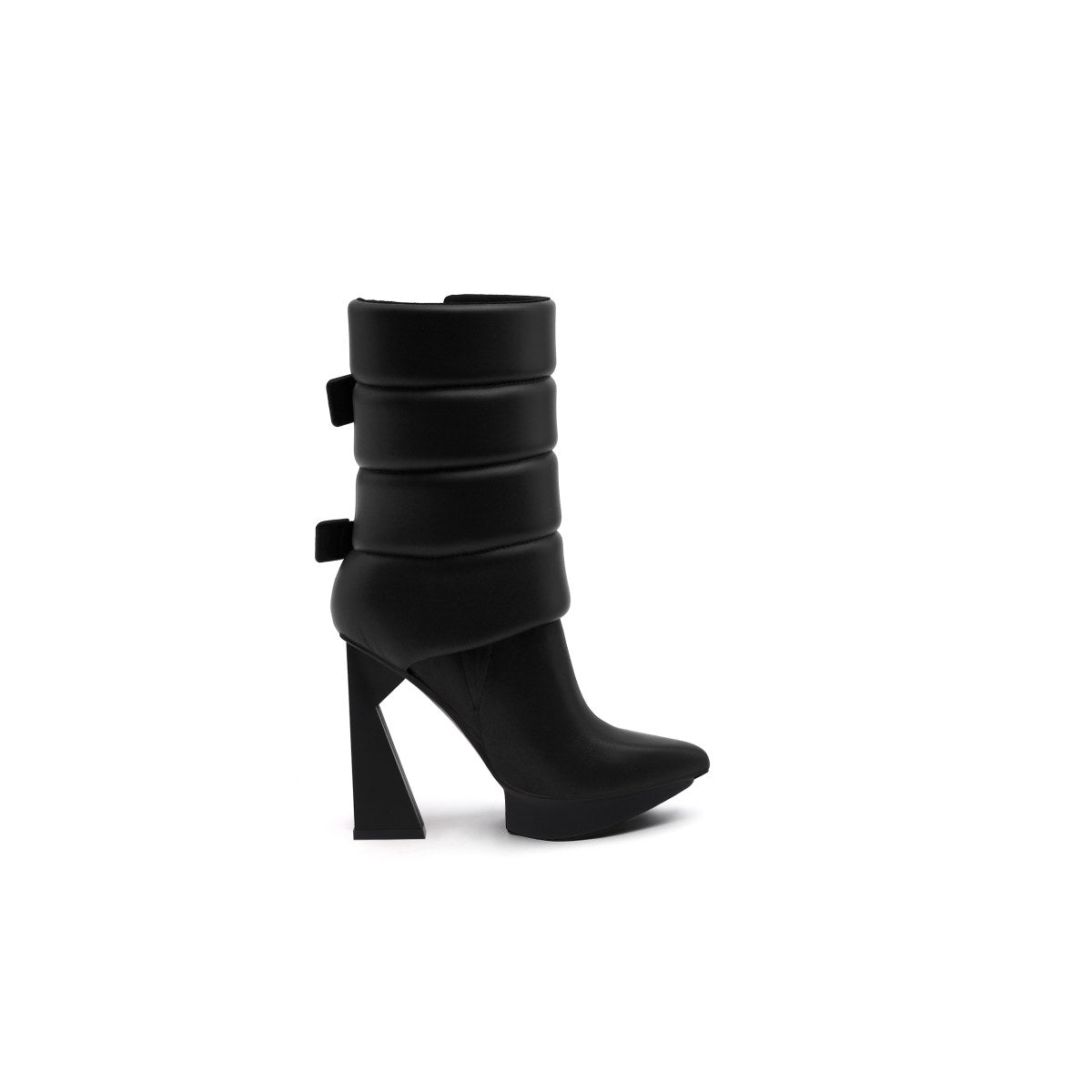 Puffy Leather Platform Boots-2