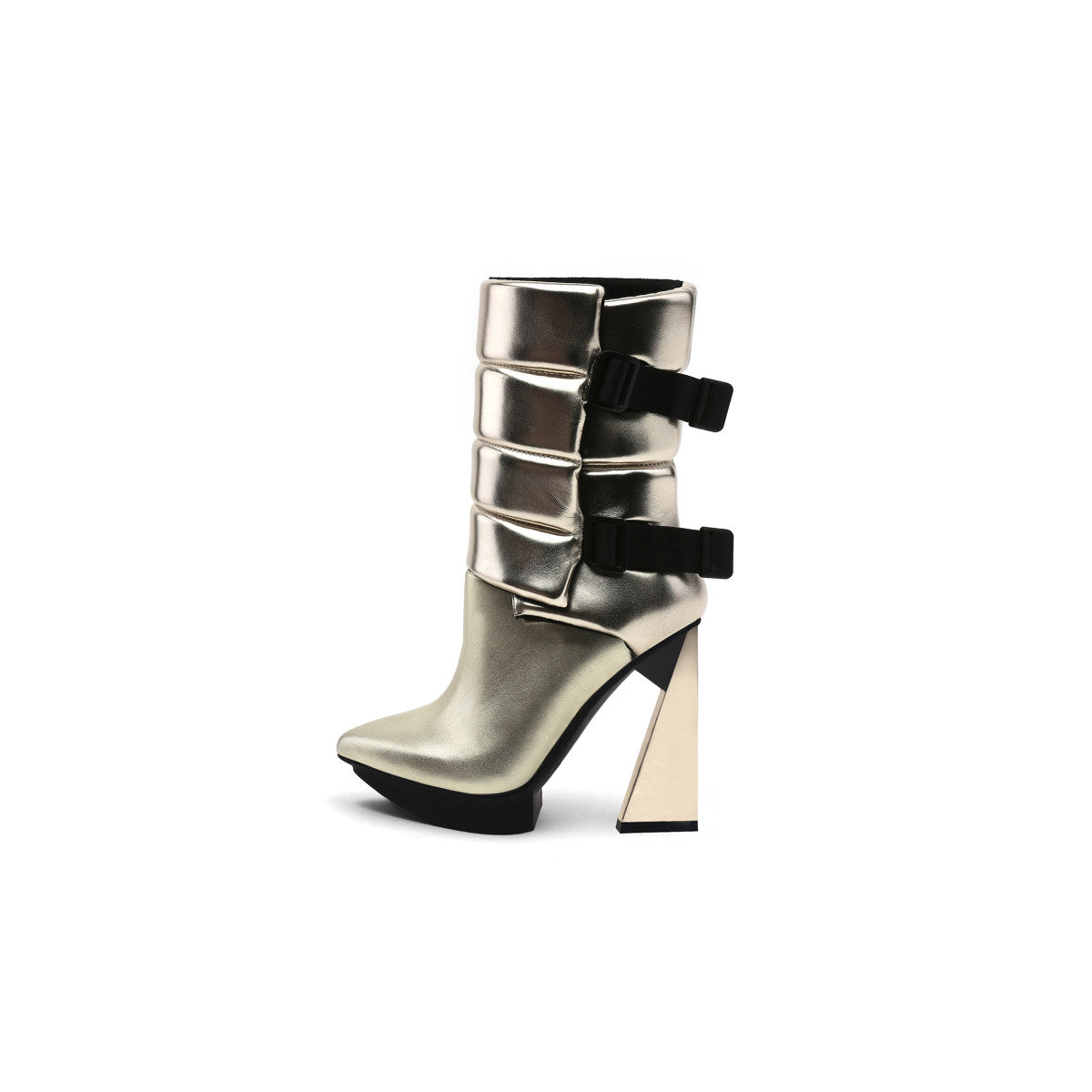 Puffy Leather Platform Boots-5