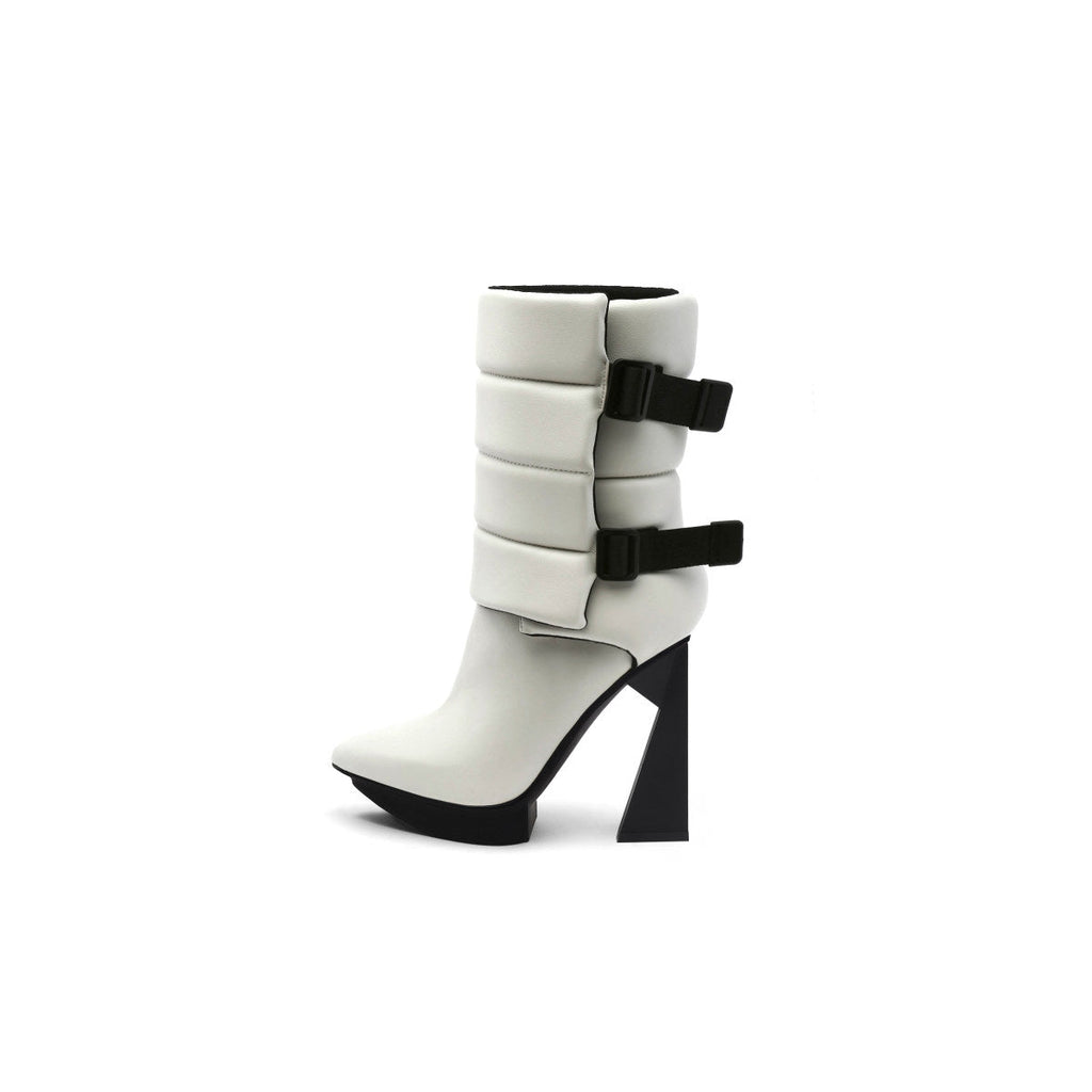 Puffy Leather Platform Boots-6